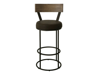 Upholstered Seat & Metal Frame Barstool, 30" - Dark Chocolate