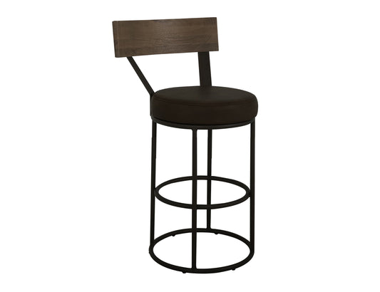 Upholstered Seat & Metal Frame Barstool, 24" - Dark Chocolate