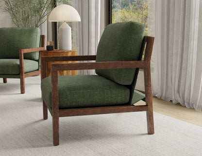 Wooden Frame, Armchair - Olive Green