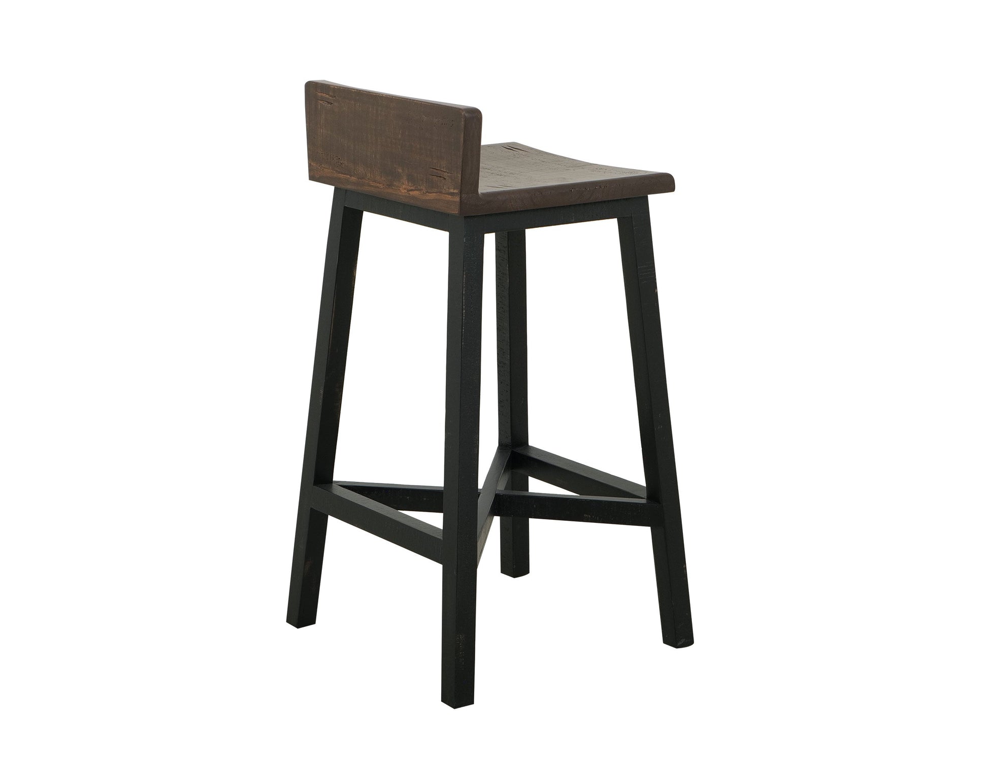 30" Wooden Stool - Black & Medium Brown
