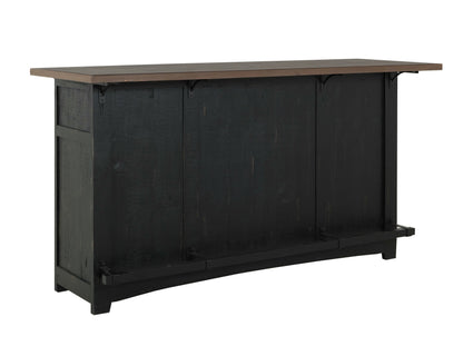 2 Drawer, 2 Shelves & 2 Doors Bar - Black & Medium Brown