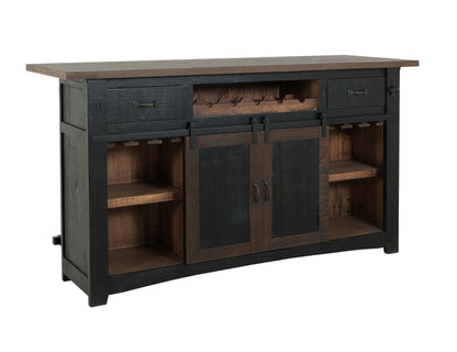 2 Drawer, 2 Shelves & 2 Doors Bar - Black & Medium Brown