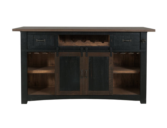 2 Drawer, 2 Shelves & 2 Doors Bar - Black & Medium Brown