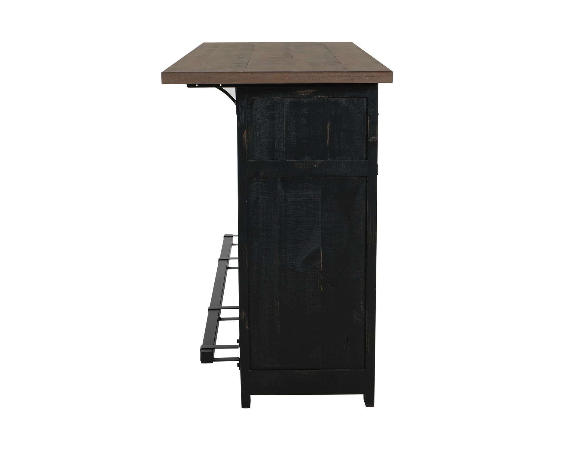 2 Drawer, 2 Shelves & 2 Doors Bar - Black & Medium Brown