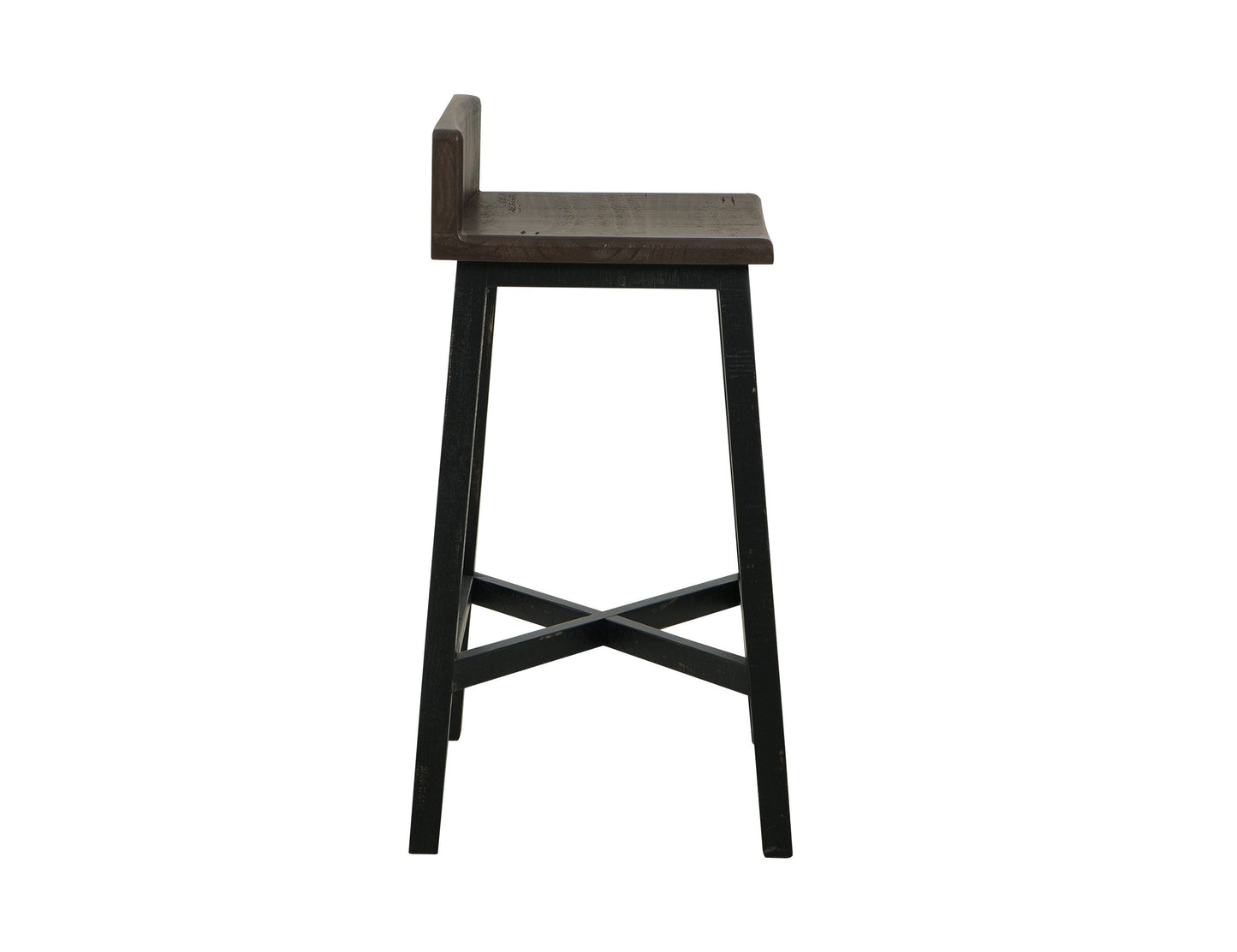 30" Wooden Stool - Black & Medium Brown