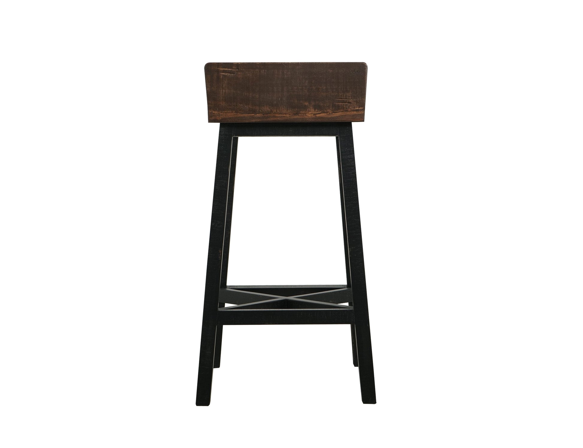 30" Wooden Stool - Black & Medium Brown