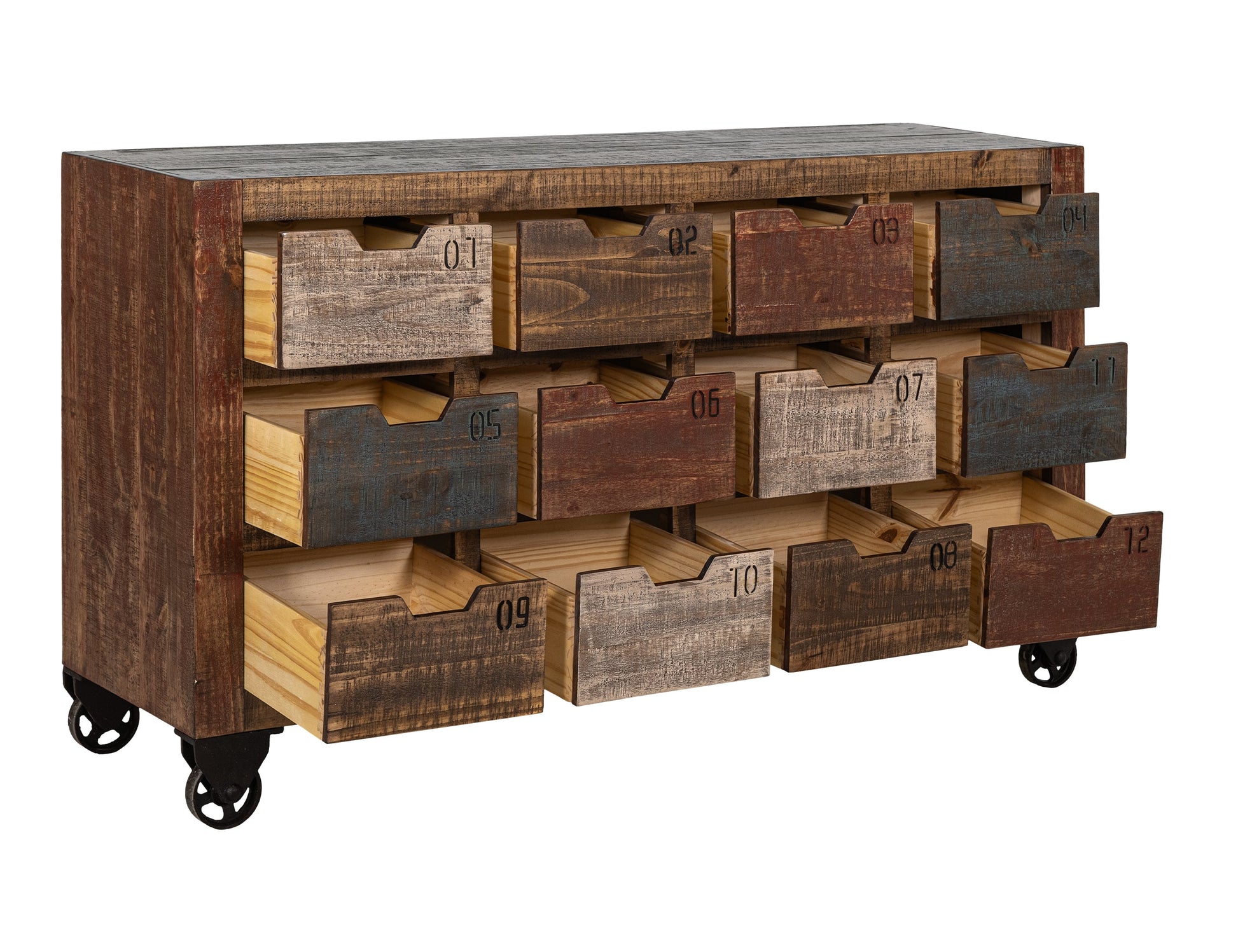 12 Numbered Drawer Console - Multicolor