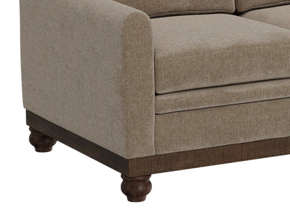 Wooden Frame & Base, Sofa - Brown Camel
