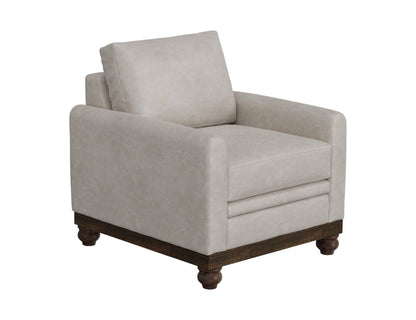 Wooden Frame & Base, Armchair - Ivory