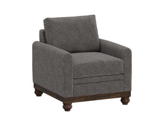 Wooden Frame & Base, Armchair - Iron Gray