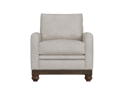 Wooden Frame & Base, Armchair - Ivory