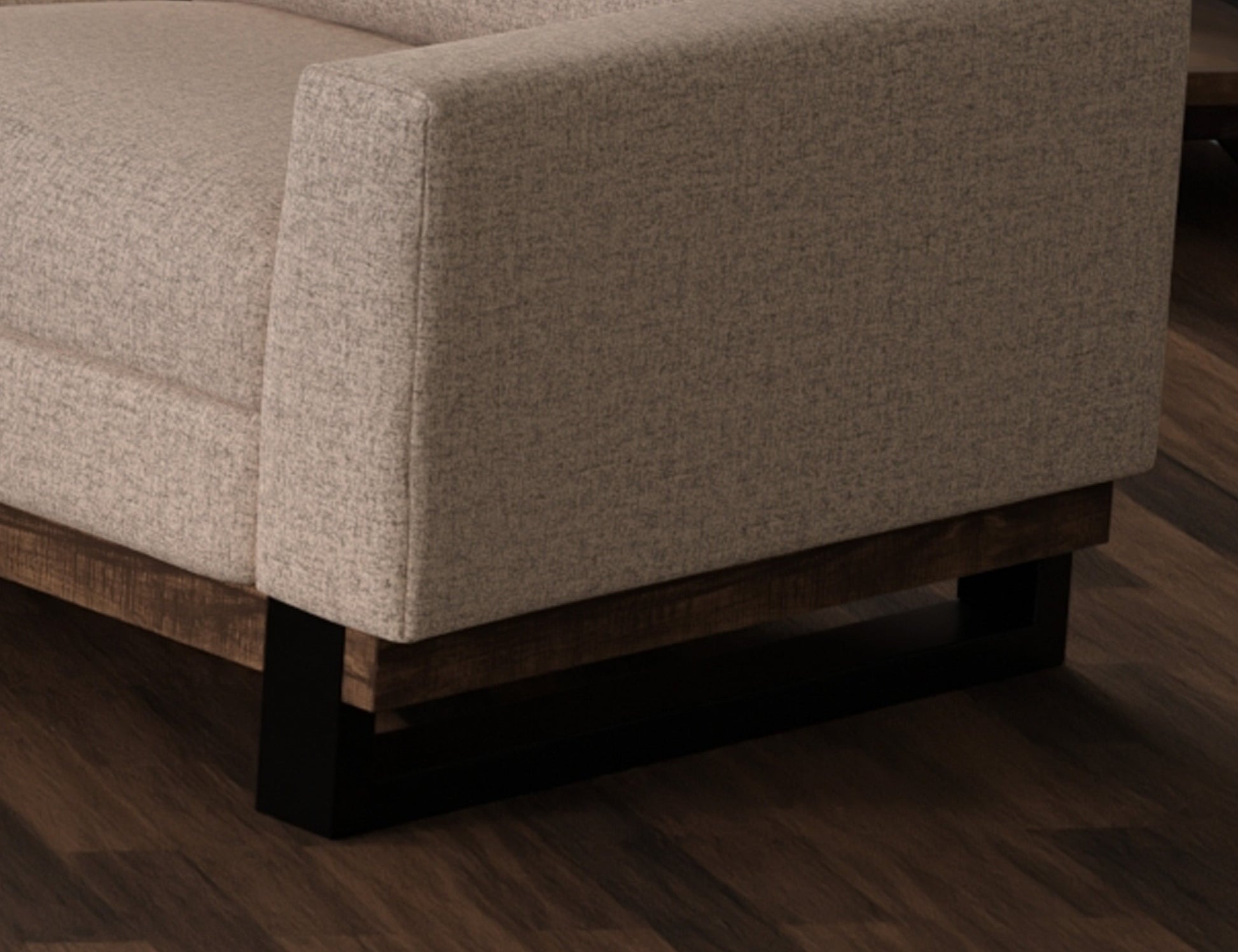 Metal & Wood Base, Sofa - Capuccino Brown