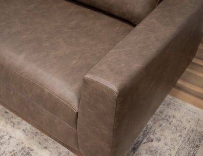 Metal & Wood Base, Sofa - Chocolate Brown