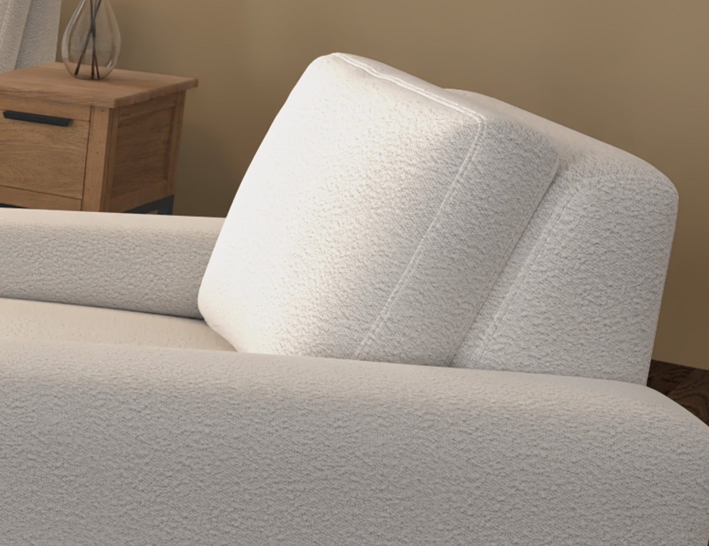 Wooden Frame & Base, Armchair - Light Cream