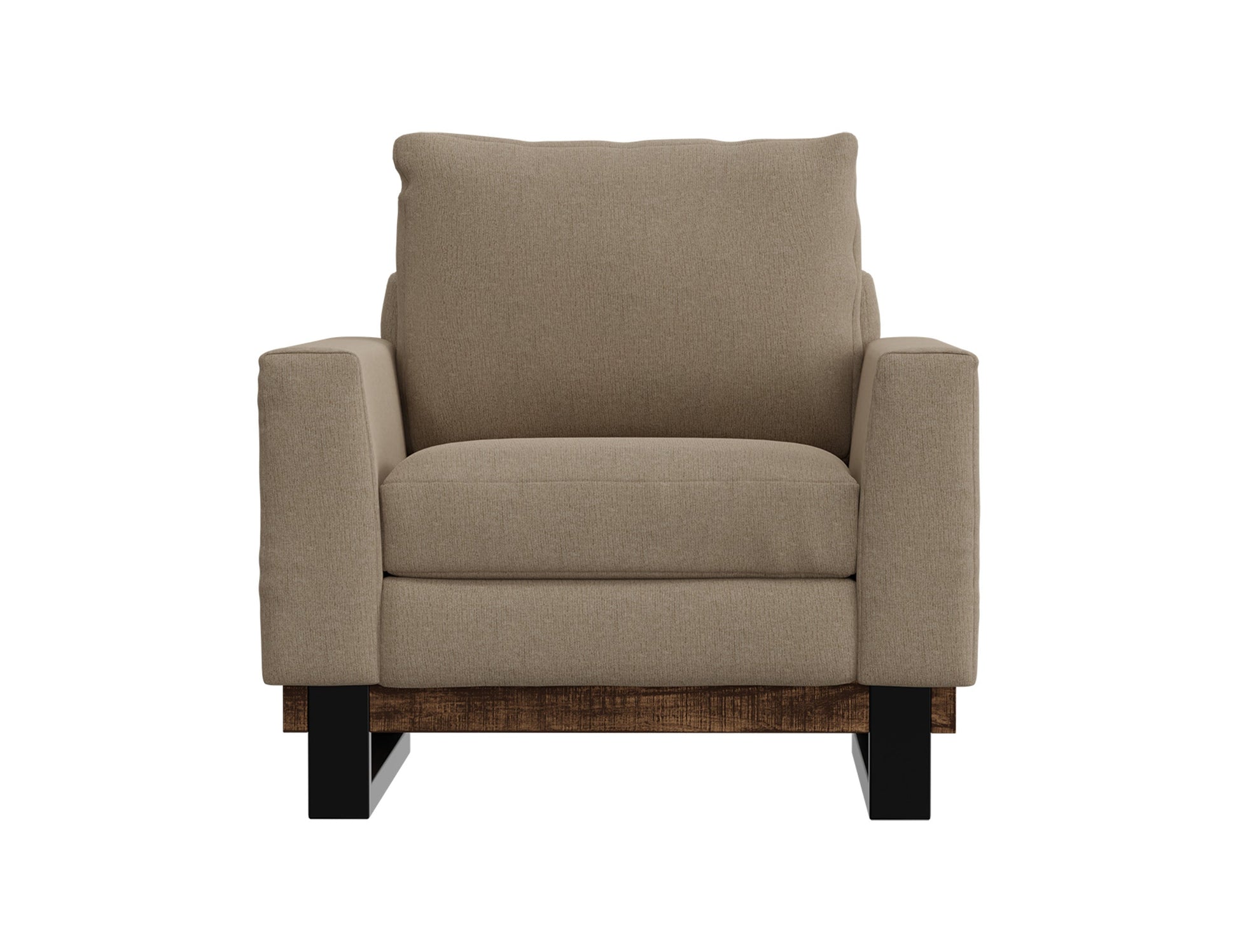 Metal & Wood Base, Armchair - Brown Camel
