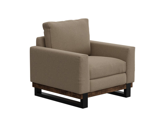 Metal & Wood Base, Armchair - Brown Camel