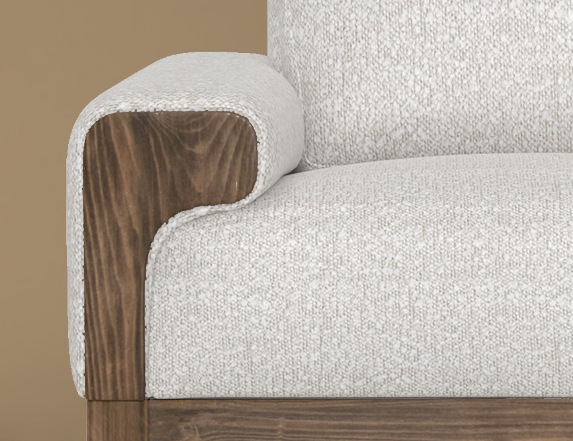 Wooden Frame & Base, Armchair - Light Cream