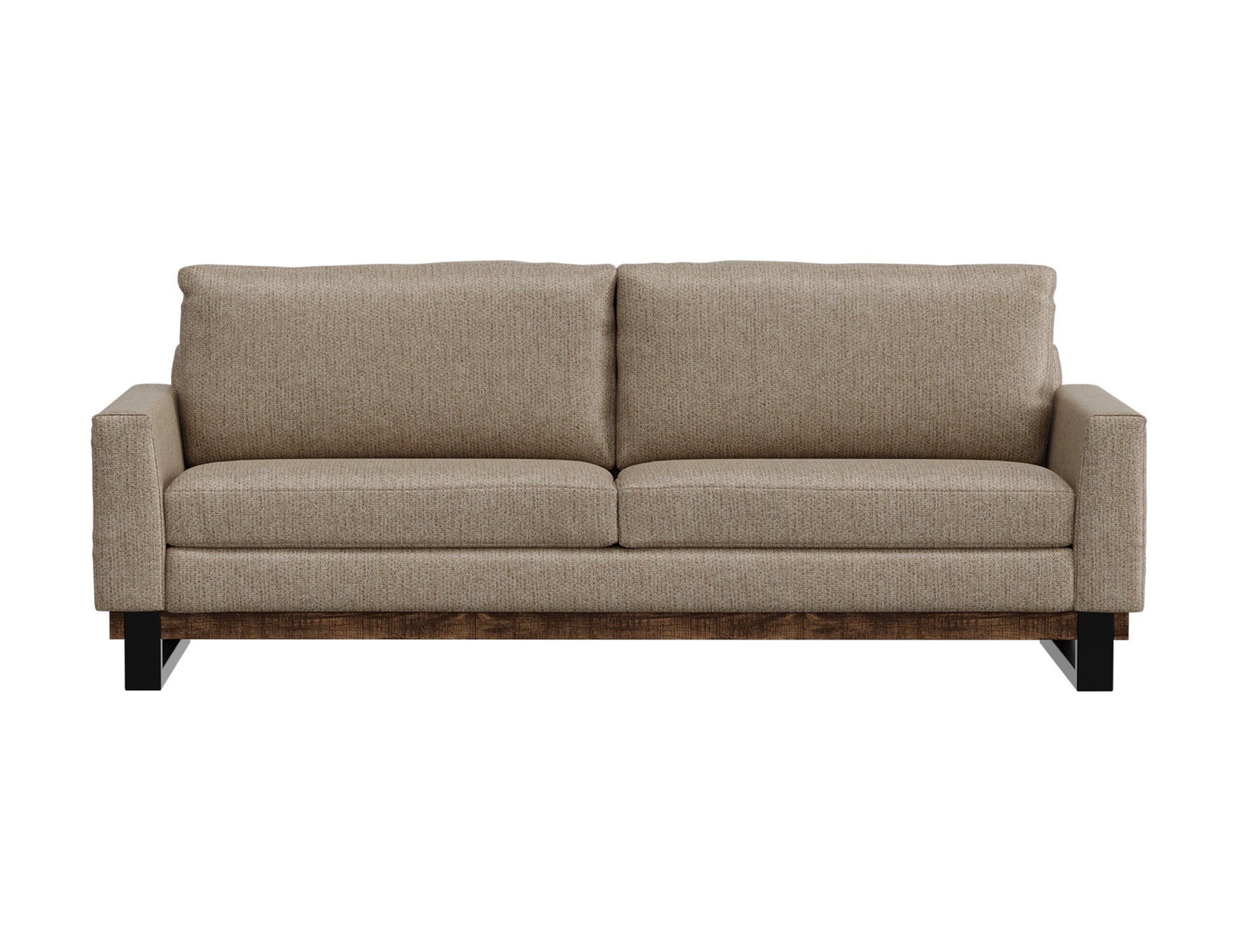 Metal & Wood Base, Sofa - Brown Camel
