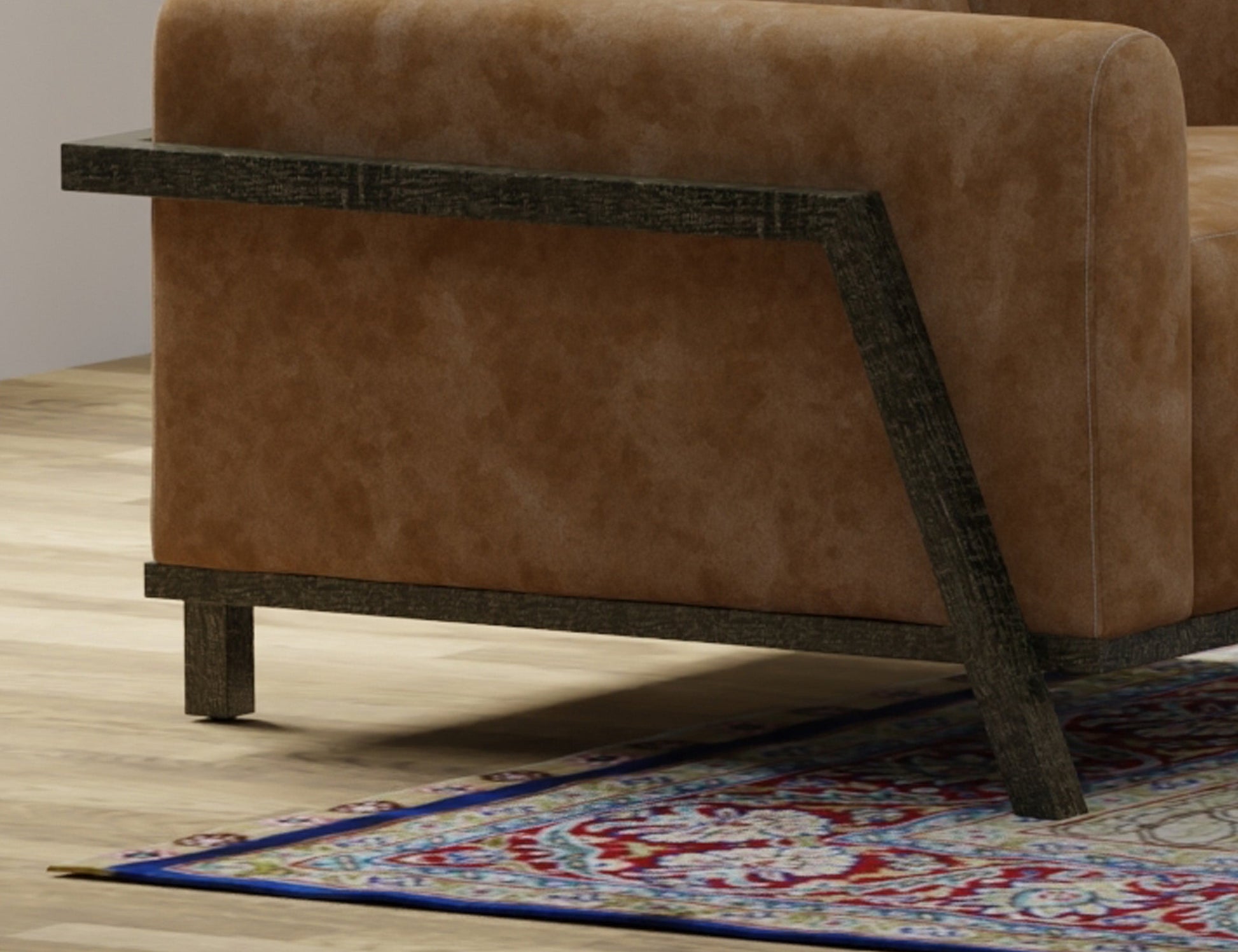 Wooden Frame & Base, Loveseat - Caramel Color