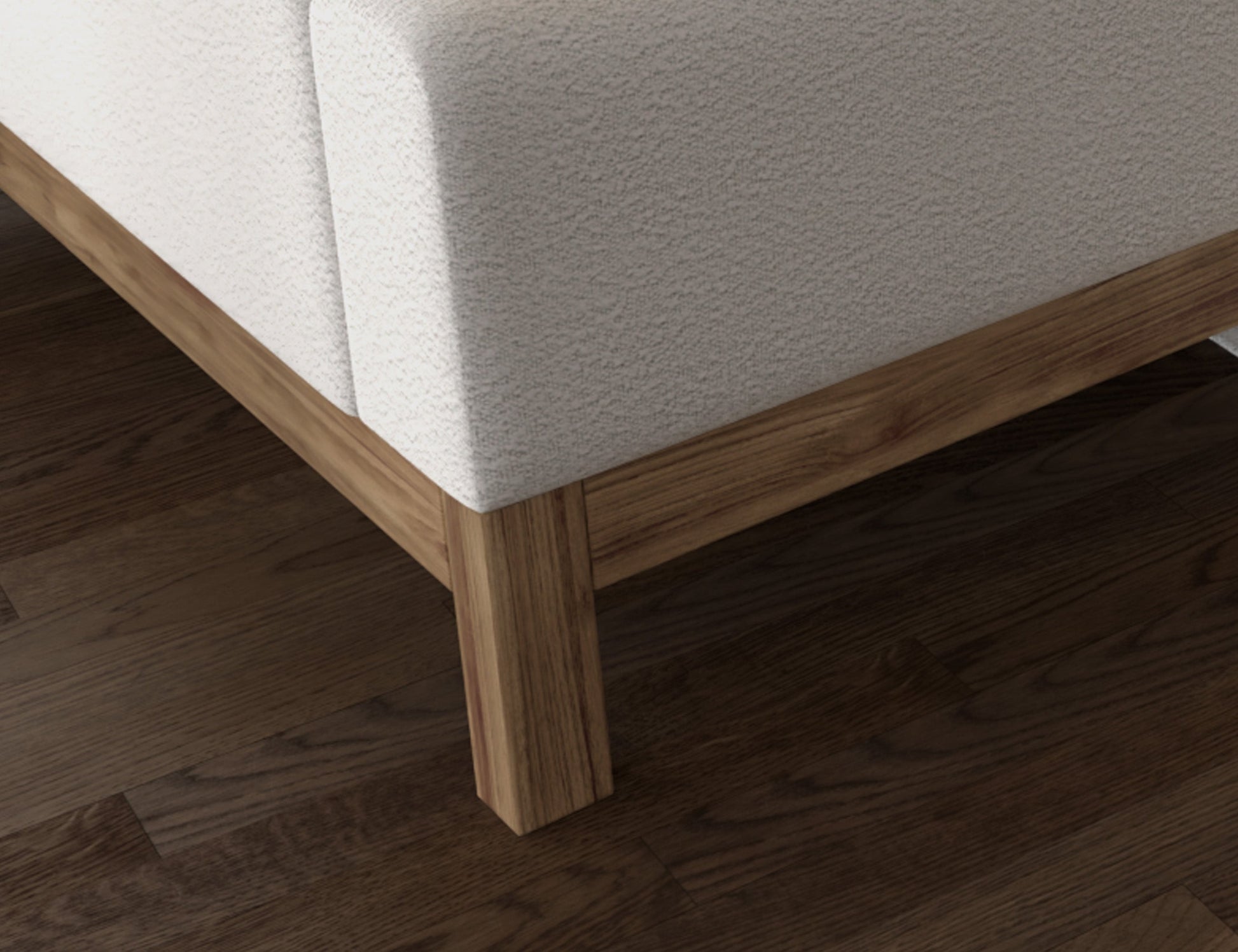 Wooden Frame & Base, Armchair - Light Cream