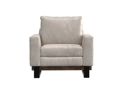 Metal & Wood Base, Armchair - Ivory