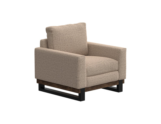 Metal & Wood Base, Armchair - Capuccino Brown