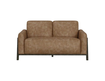 Wooden Frame & Base, Loveseat - Caramel Color