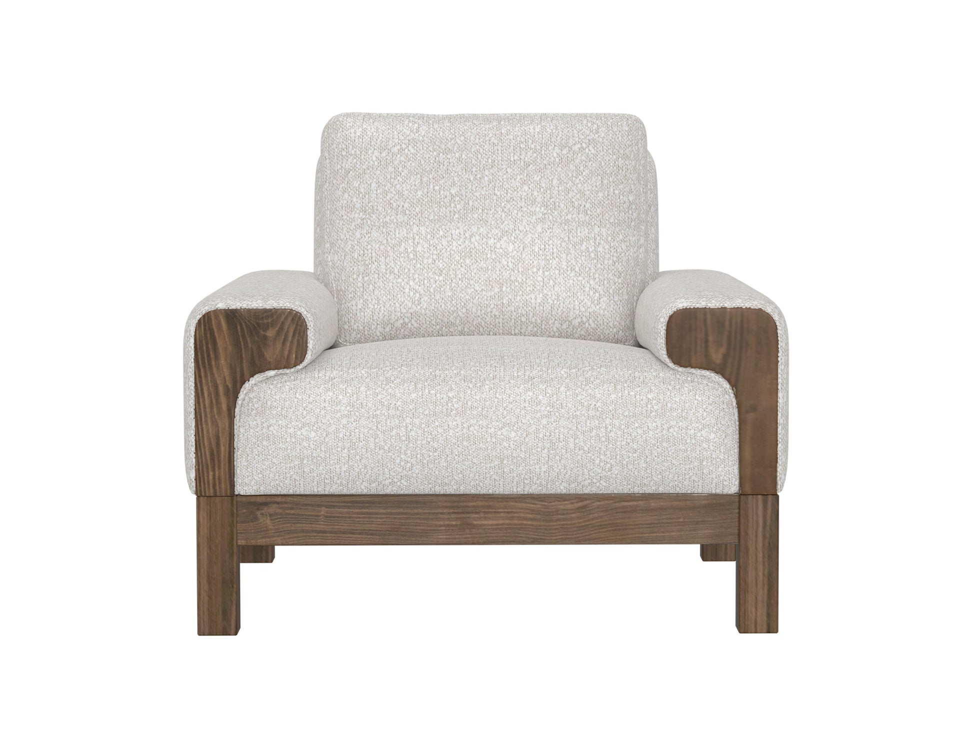 Wooden Frame & Base, Armchair - Light Cream