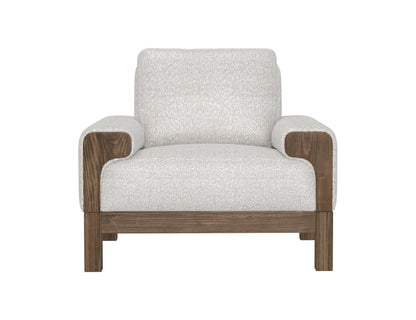 Wooden Frame & Base, Armchair - Light Cream