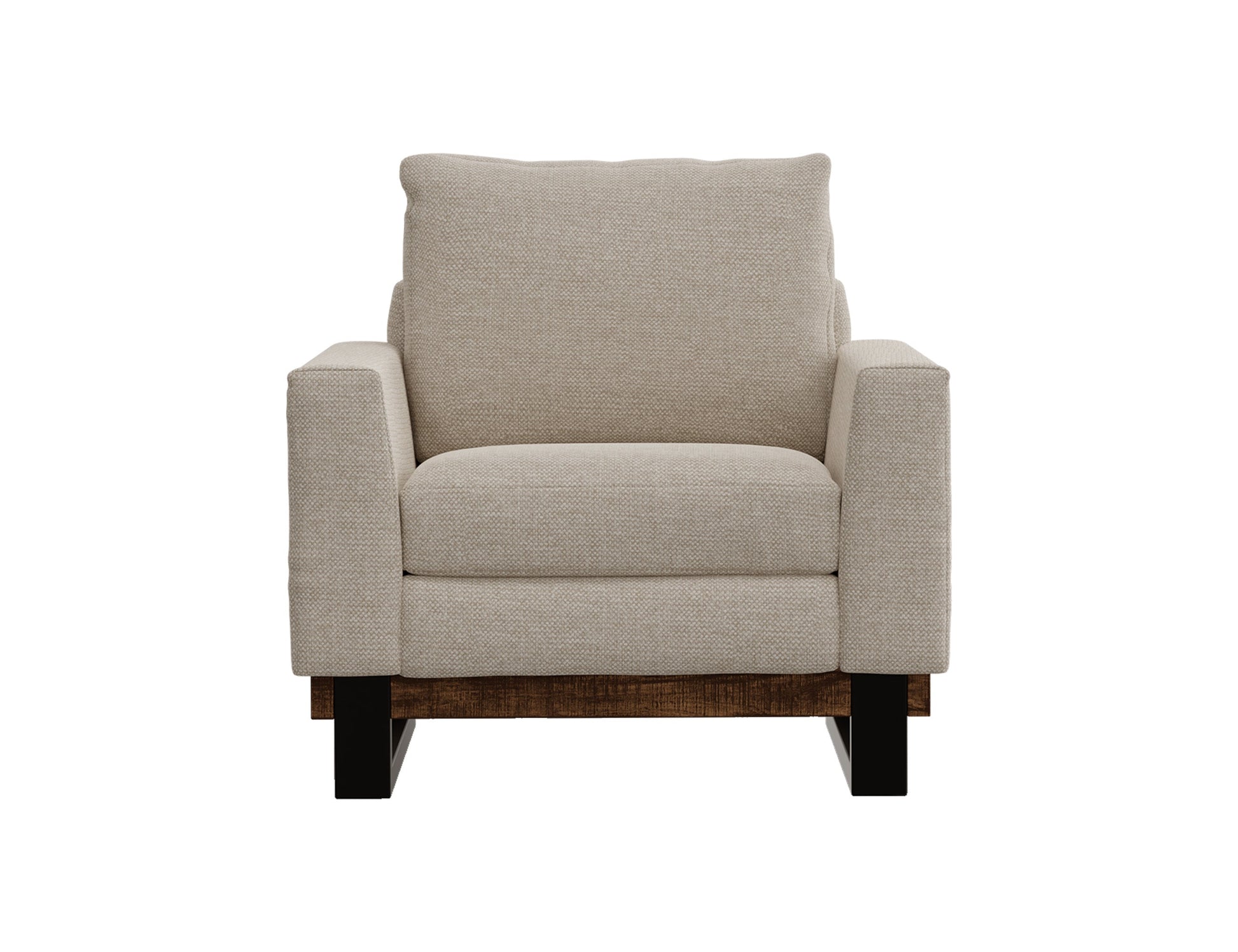 Metal & Wood Base, Armchair - Agreeable Gray