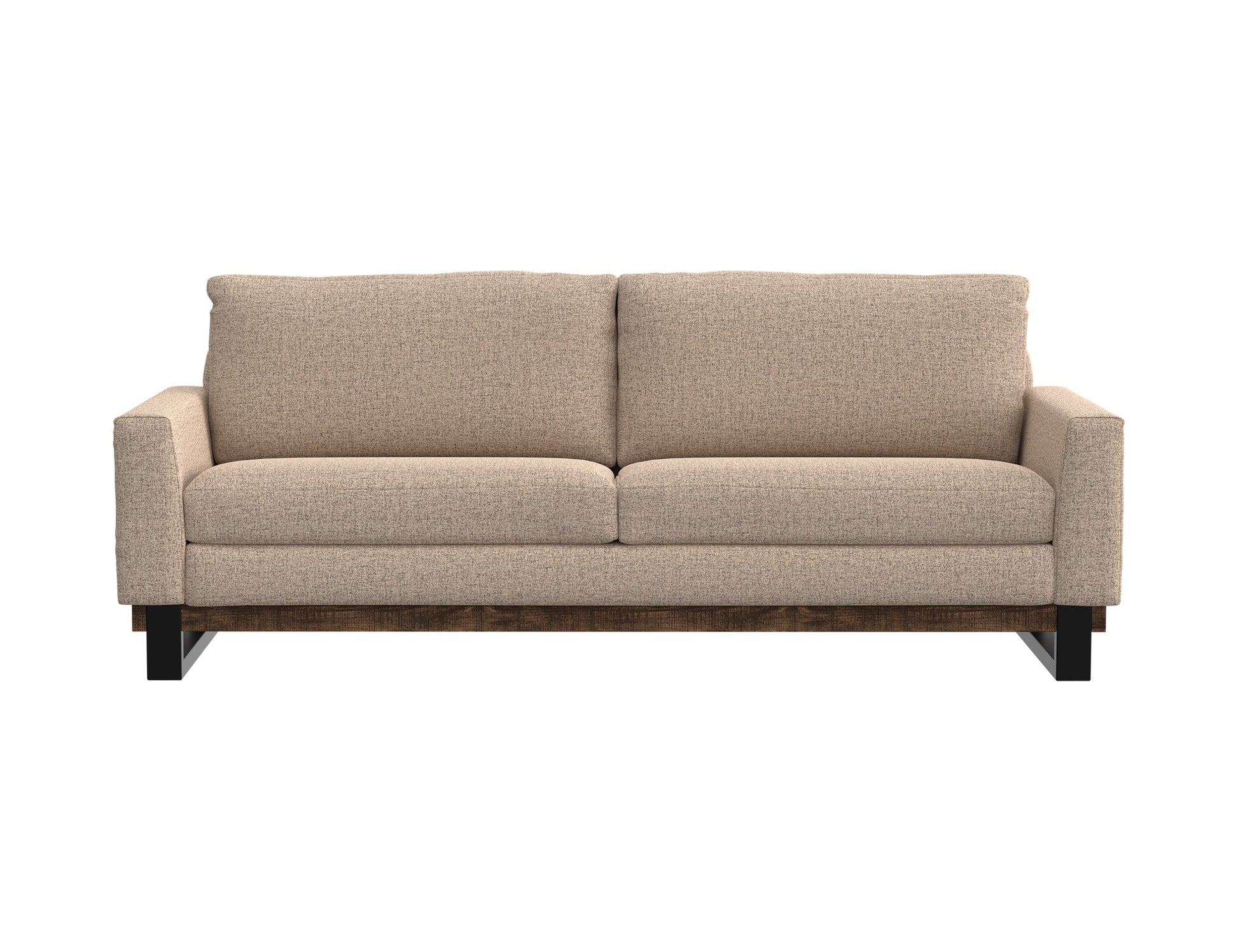 Metal & Wood Base, Sofa - Capuccino Brown