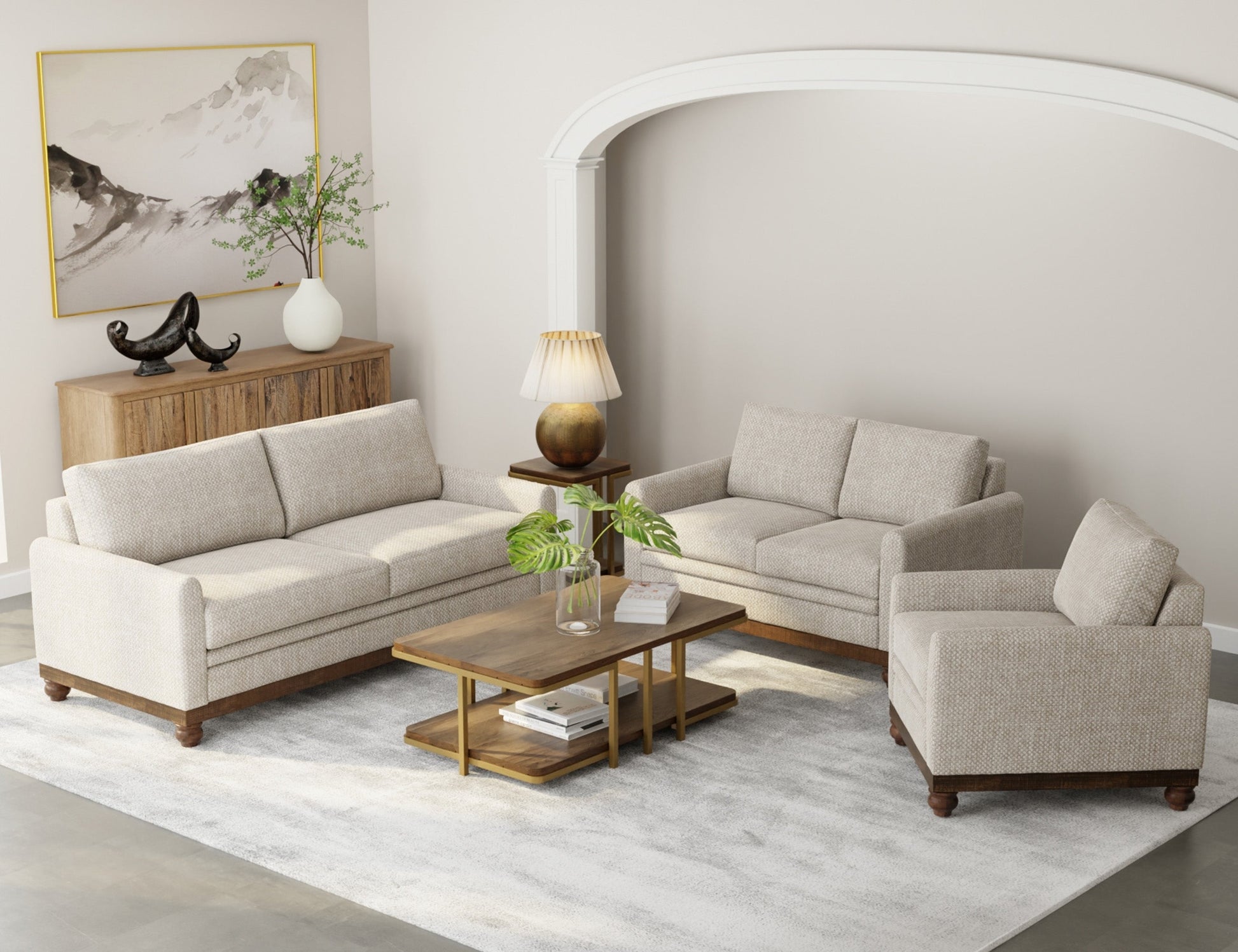 Wooden Frame & Base, Sofa - Agreeable Gray