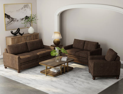 Wooden Frame & Base, Sofa - Chocolate Brown