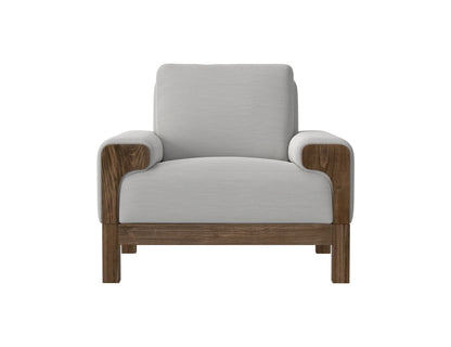 Wooden Frame & Base, Armchair - Ecru Beige