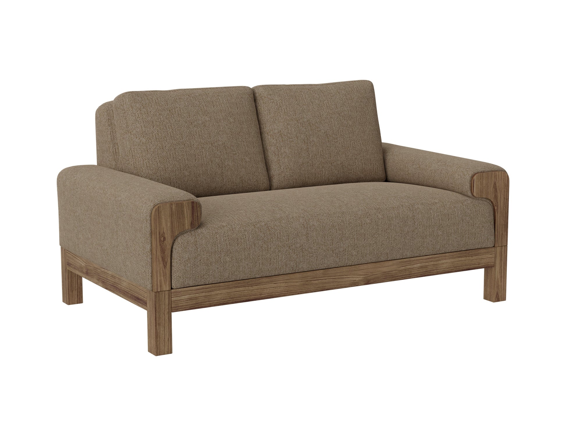 Wooden Frame & Base, Loveseat - Brown Camel