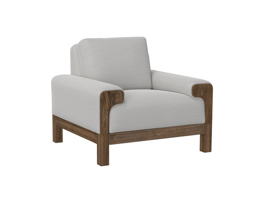 Wooden Frame & Base, Armchair - Ecru Beige
