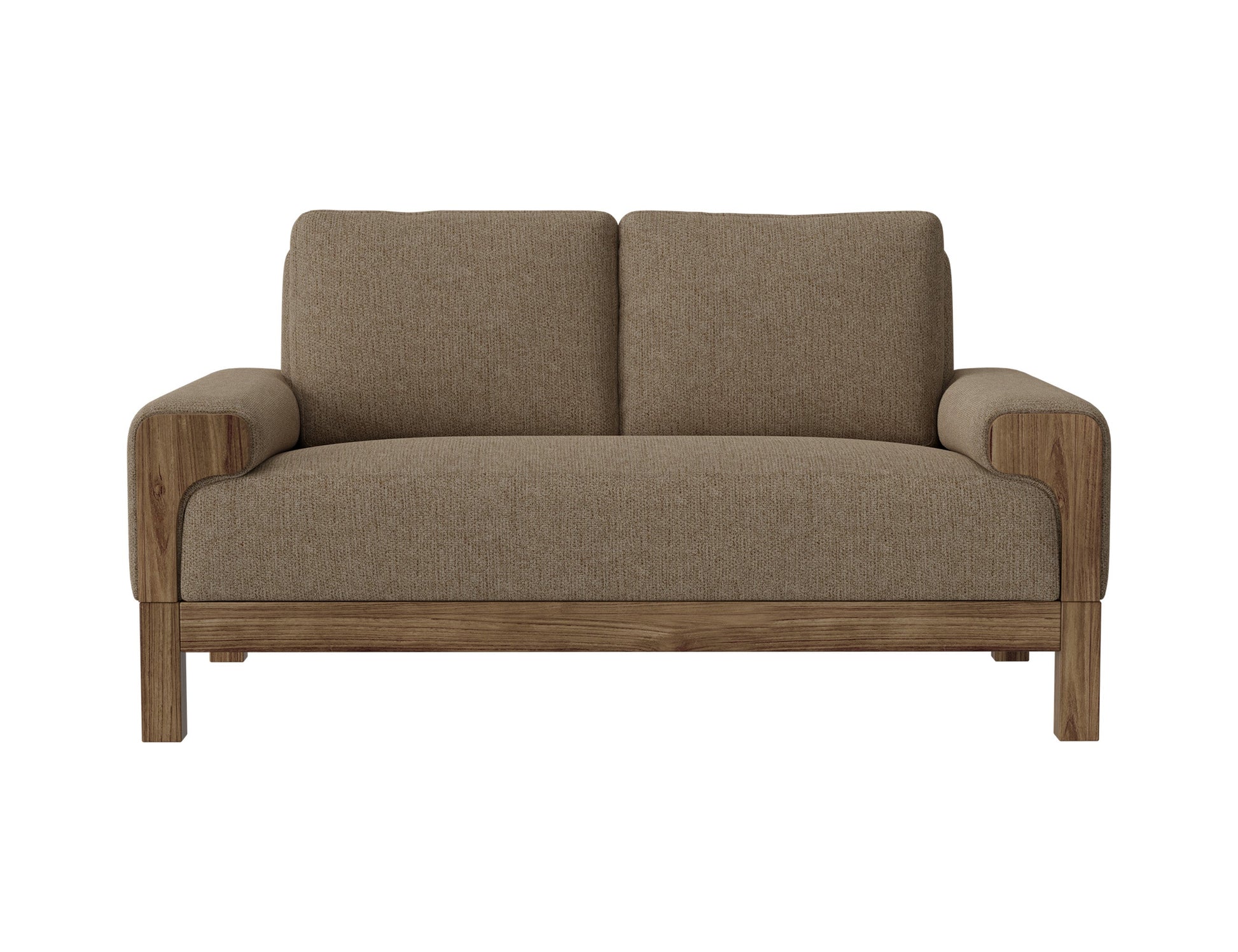 Wooden Frame & Base, Loveseat - Brown Camel