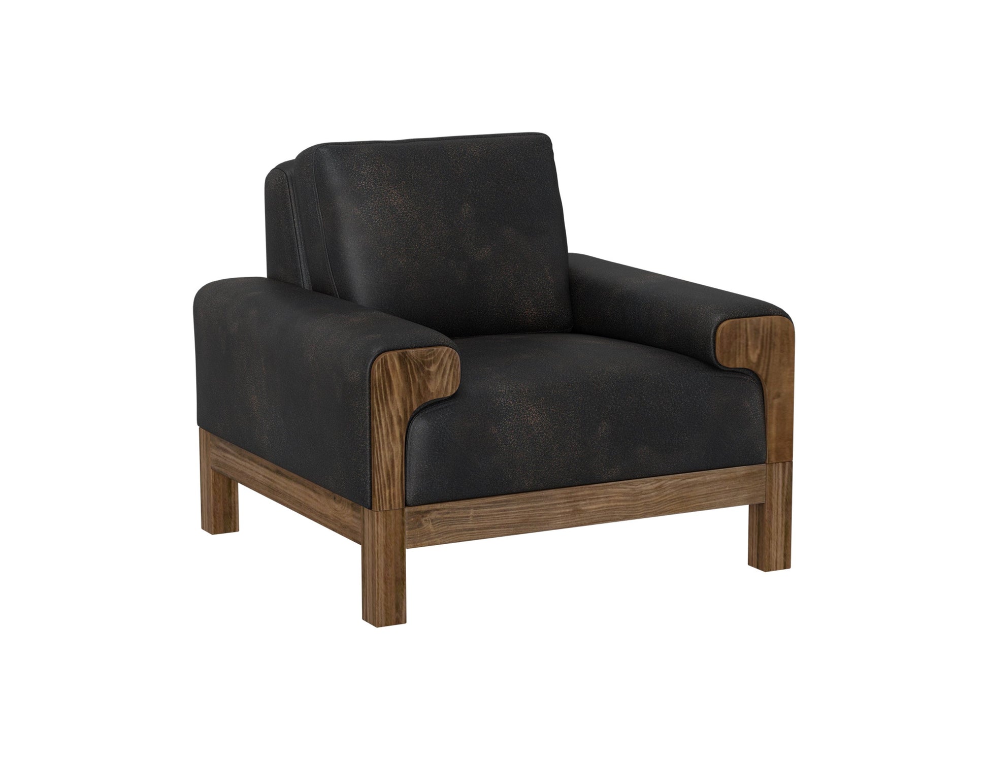 Wooden Frame & Base, Armchair - Licorice Black