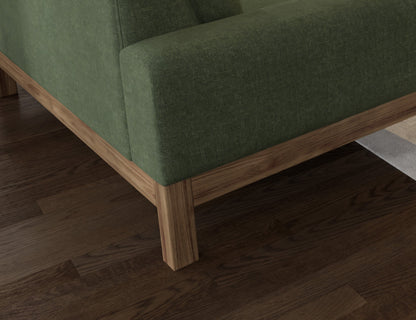 Wooden Frame & Base, Loveseat - Olive Green