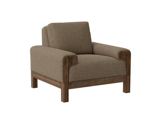 Wooden Frame & Base, Armchair - Brown Camel