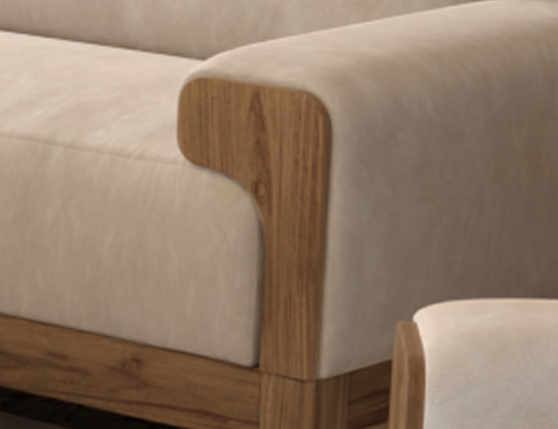 Wooden Frame & Base, Loveseat - Ivory