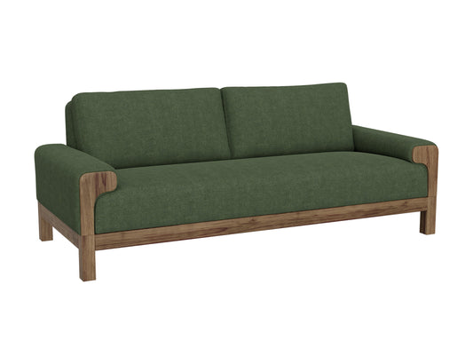 Wooden Frame & Base, Sofa - Olive Green