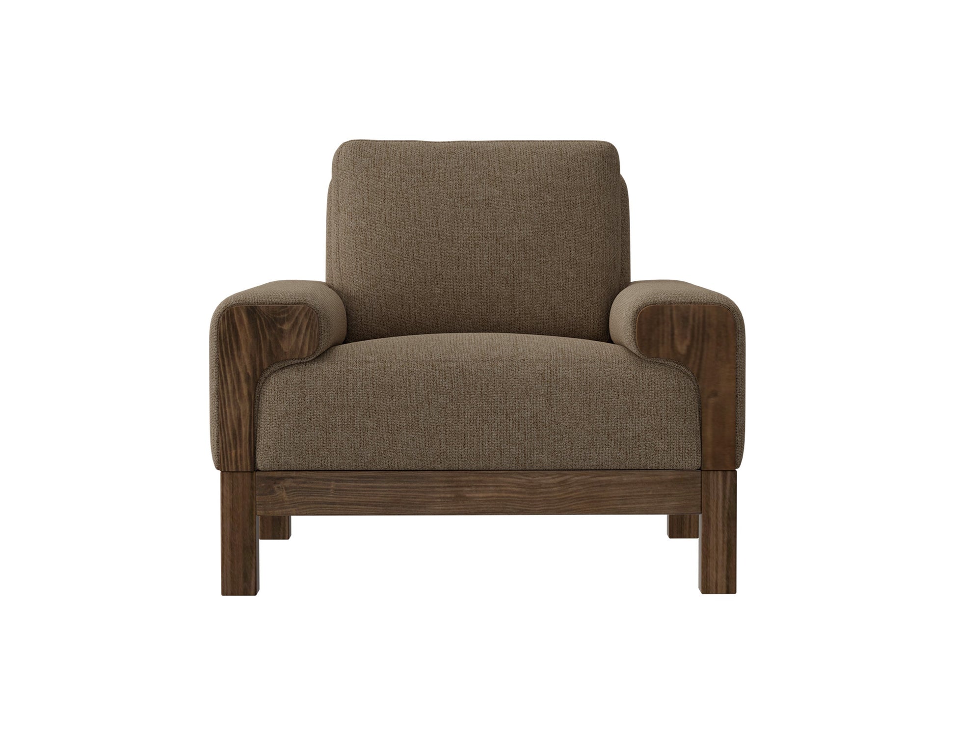 Wooden Frame & Base, Armchair - Brown Camel