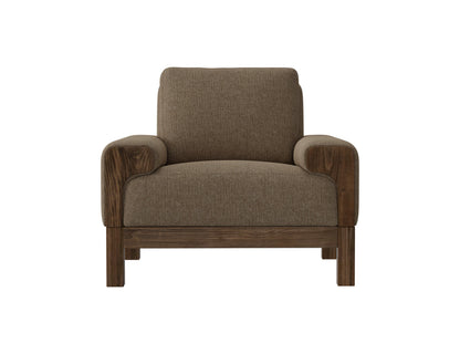 Wooden Frame & Base, Armchair - Brown Camel