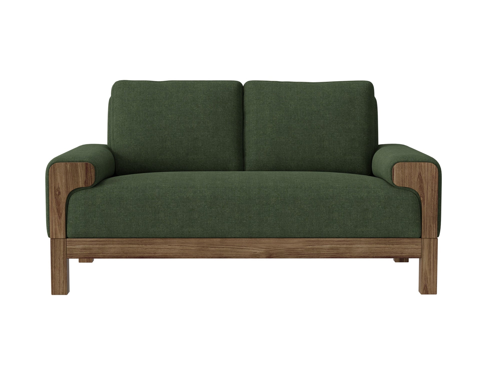 Wooden Frame & Base, Loveseat - Olive Green