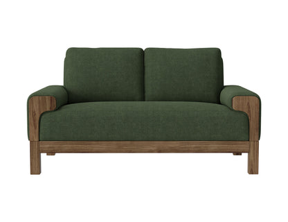 Wooden Frame & Base, Loveseat - Olive Green