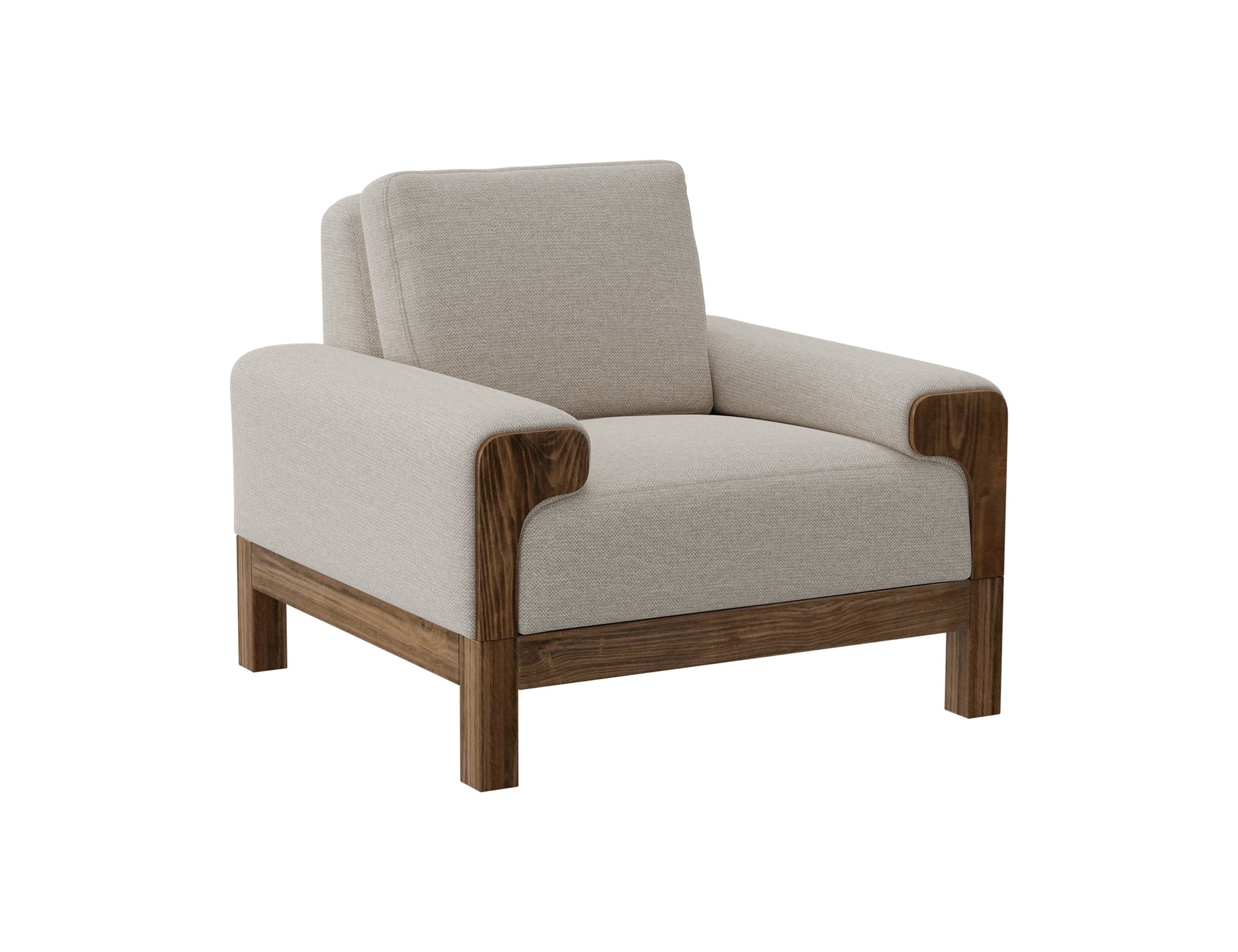 Wooden Frame & Base, Armchair - Agreeable Gray