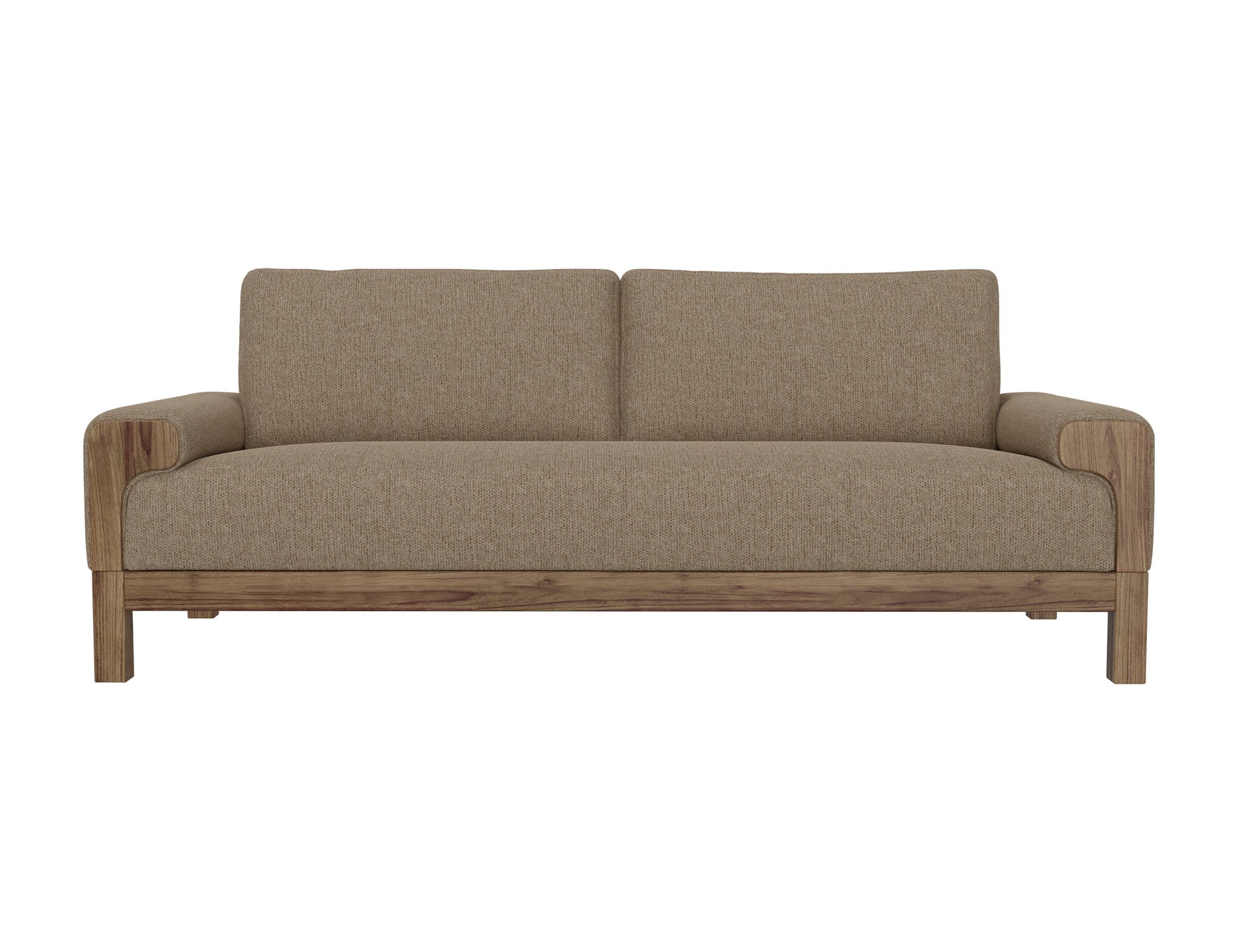 Wooden Frame & Base, Sofa - Brown Camel