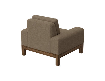 Wooden Frame & Base, Armchair - Brown Camel