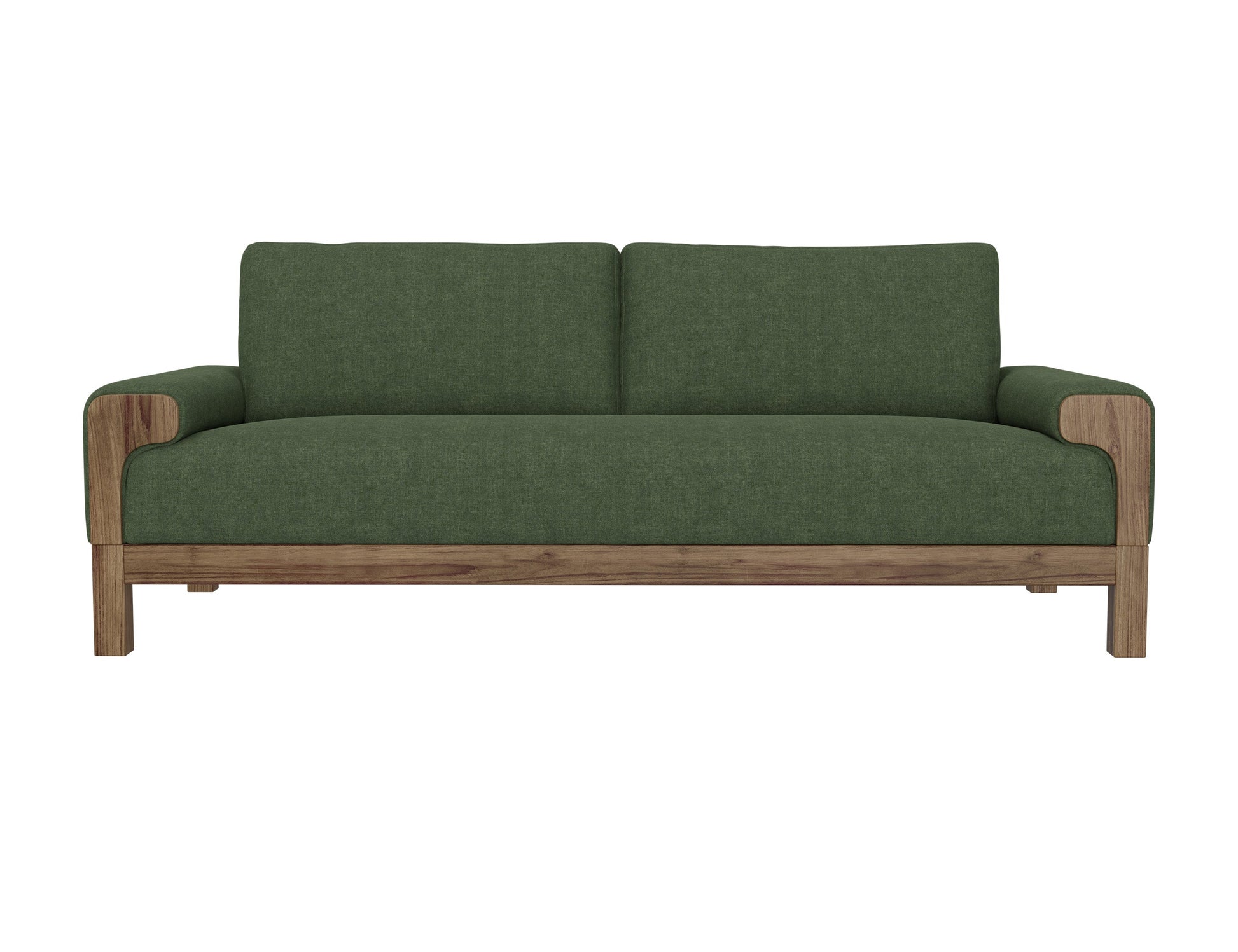 Wooden Frame & Base, Sofa - Olive Green